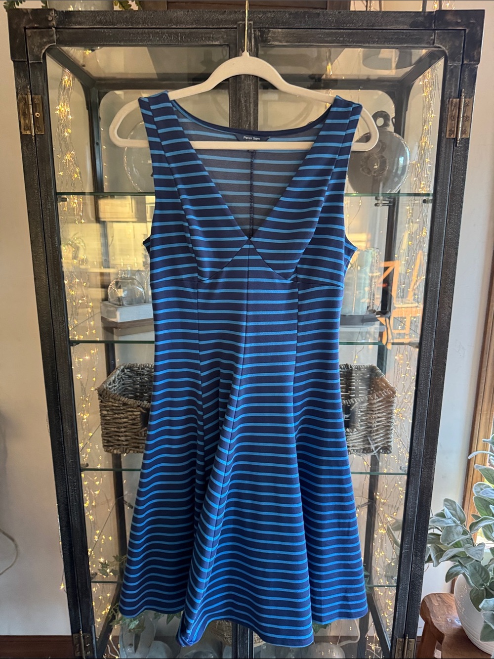 Peter sam Navy and Bright Blue Striped Fit-and-Flare Dress